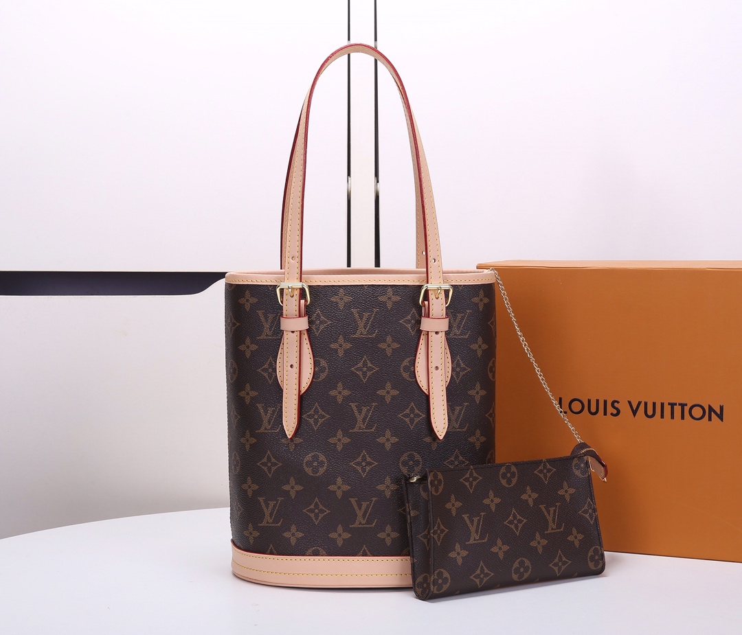 secchio monogramma Louis Vuitton PM Tote borsa con portafoglio